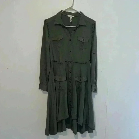 Matilda Jane Olive Color Long Sleeve Button Up Knee Length Canopy Dress P18 - Picture 1 of 4